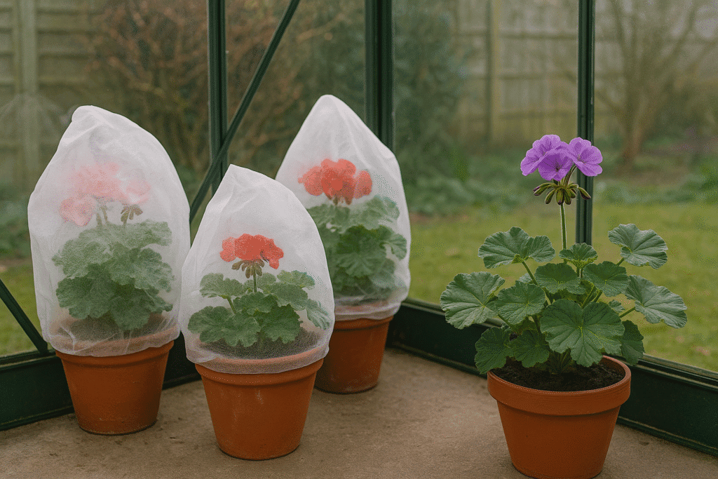Potted geraniums